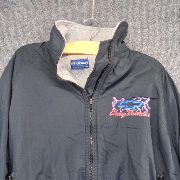 Holloway Men's Chevrolet Windbreaker Jacket Medium Black Polyester Vintage - Picture 4 of 14